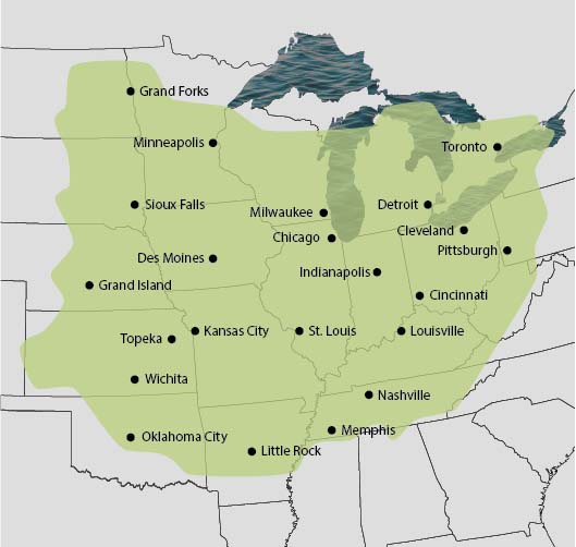 Map of the TerraStar corn belt region